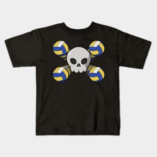 Volleyball crew Jolly Roger pirate flag (no caption) Kids T-Shirt